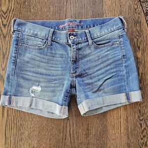 Arizona Jean Co Cuffed Distessed Blue Jean Shorts Size Juniors 9